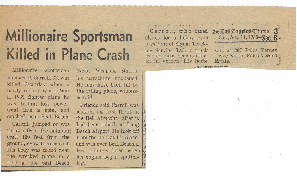 Mike Carroll death News-11Aug 1968